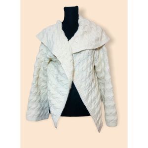 8619 Magaschoni Open Cardigan Ivory Sweater Blazer Wool Cashmere Blend Small